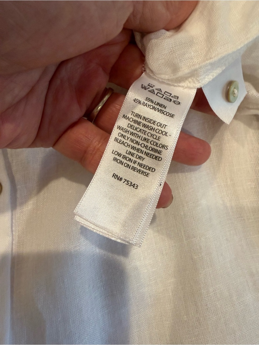 Tahari White Linen Button Down Long Shirt Dress - Picture 6 of 6